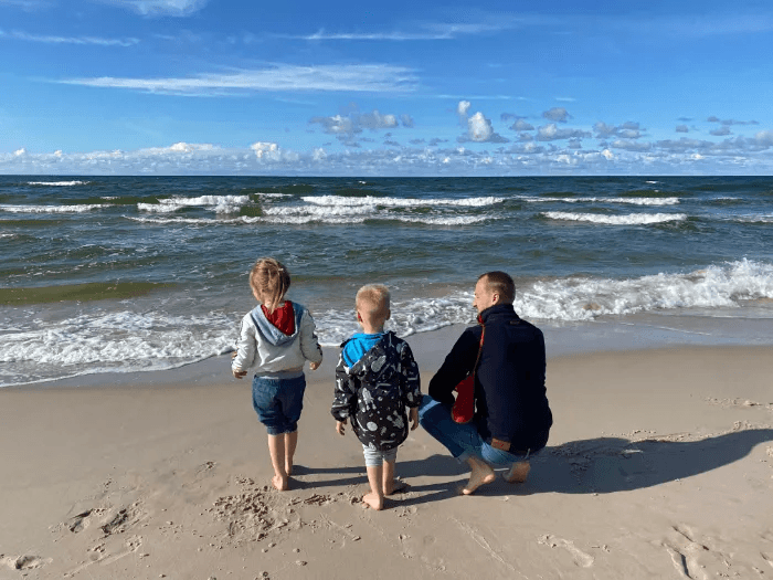 Looking into the ocean with both of my kids